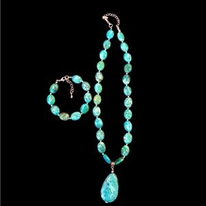 Stauer Beautiful Earth & Sea Teal Chrysocolla Stone Necklace & Bracelet
